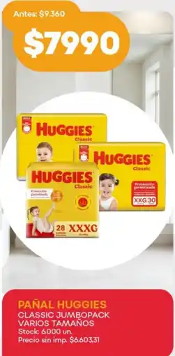 Supermercados Tadicor Huggies pañal classic jumbopack varios tamaños oferta