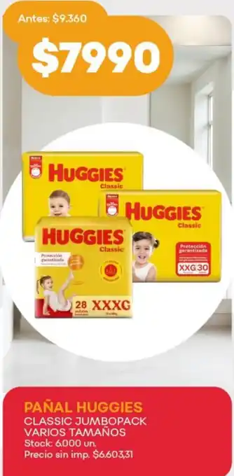 Supermercados Tadicor Huggies pañal classic jumbopack varios tamaños oferta