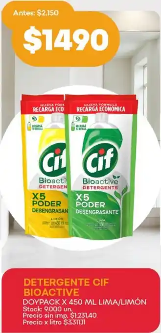 Supermercados Tadicor Cif detergente bioactive oferta