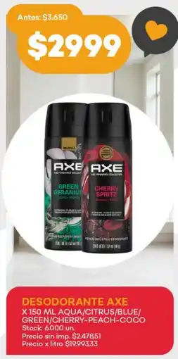 Supermercados Tadicor Axe desodorante oferta