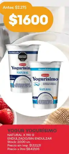 Supermercados Tadicor Yogurísimo yogur natural oferta