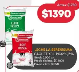 Supermercados Tadicor La serenísima leche sachet oferta