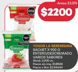 Supermercados Tadicor La serenisima yogur sachet oferta