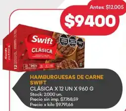Supermercados Tadicor Swift clásica hamburguesas de carne oferta