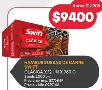 Supermercados Tadicor Swift clásica hamburguesas de carne oferta