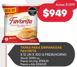 Supermercados Tadicor Favorita tapas para empanadas oferta