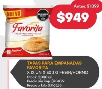 Supermercados Tadicor Favorita tapas para empanadas oferta