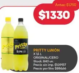 Supermercados Tadicor Pritty limón original/cero oferta