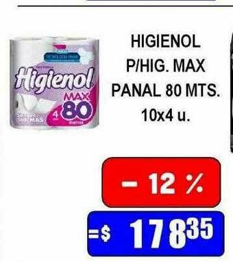 Dulcenter Higienol P Hig. Max Panal 80 Mts oferta