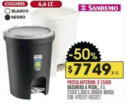 Coto San Remo basurero a pedal oferta