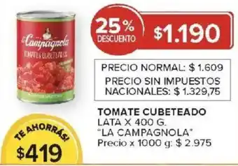 Carrefour La campagnola tomate cubeteado lata oferta