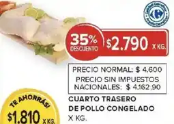 Carrefour Cuarto trasero de pollo congelado x kg. oferta