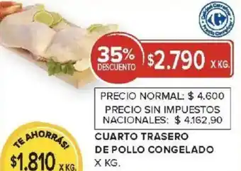 Carrefour Cuarto trasero de pollo congelado x kg. oferta