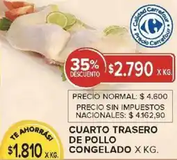 Carrefour Cuarto trasero de pollo congelado oferta