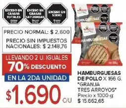 Carrefour Granja tres arroyos hamburguesas de pollo oferta