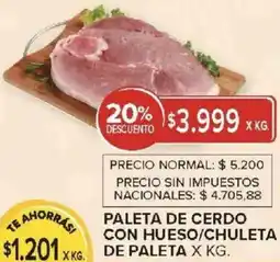 Carrefour Paleta de cerdo con hueso/chuleta de paleta oferta