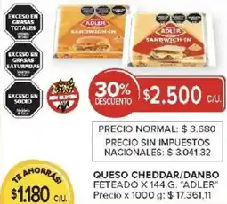 Carrefour Adler queso cheddar/danbo feteado oferta