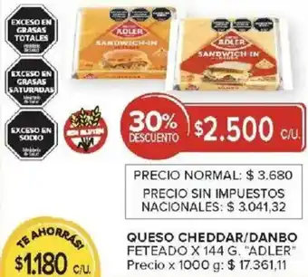 Carrefour Adler queso cheddar/danbo feteado oferta