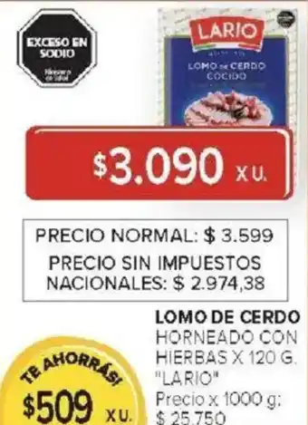 Carrefour Lario lomo de cerdo horneado con hierbas oferta