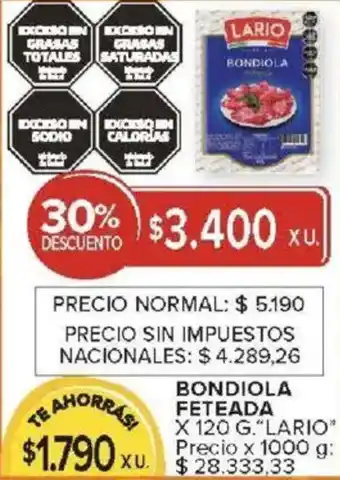Carrefour Lario bondiola feteada oferta