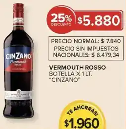 Carrefour Cinzano vermouth rosso botella oferta