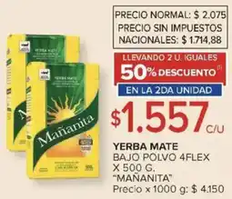 Carrefour Mañanita yerba mate bajo polvo 4flex oferta