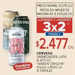 Carrefour Andes origen cerveza variedades lata oferta