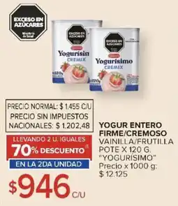 Carrefour Yogurísimo yogur entero firme/cremoso vainilla/frutilla pote oferta