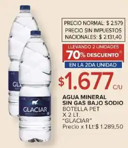Carrefour Glaciar agua mineral sin gas bajo sodio botella pet oferta