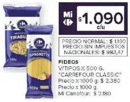 Carrefour Carrefour classic fideos v/tipos oferta
