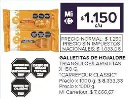 Carrefour Carrefour classic galletitas de hojaldre triangulos/larguitas oferta
