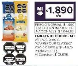 Carrefour Carrefour classic tableta de chocolate v/ tipos oferta