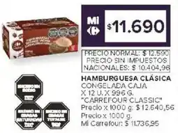 Carrefour Carrefour classic hamburguesa clásica congelada caja oferta