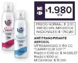 Carrefour Carrefour soft antitranspirante aerosol v/fragancias oferta