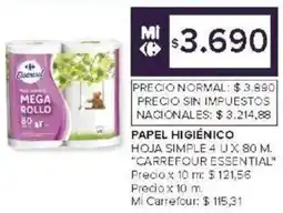 Carrefour Carrefour essential papel higiénico hoja simple oferta