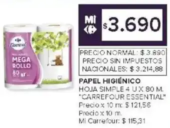 Carrefour Carrefour essential papel higiénico hoja simple oferta