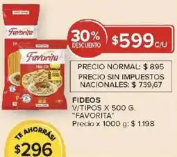 Carrefour Favorita fideos v/tipos oferta
