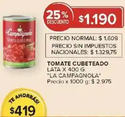 Carrefour La campagnola tomate cubeteado lata oferta