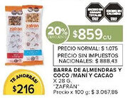 Carrefour Zafrán barra de almendras y coco /maní y cacao oferta