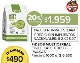 Carrefour Wakas fideos multicereal fisilli kale oferta