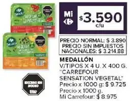 Carrefour Carrefour sensation vegetal medallón v/tipos oferta