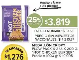 Carrefour Not chicken burger medallón crispy flow oferta