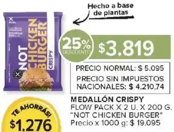Carrefour Not chicken burger medallón crispy flow oferta