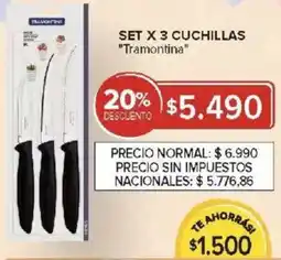 Carrefour Tramontina set x 3 cuchillas oferta