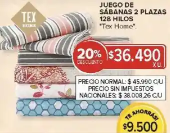 Carrefour Tex home juego de sábanas oferta