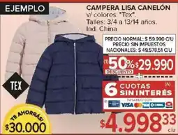 Carrefour Tex campera lisa canelón v/ colore oferta