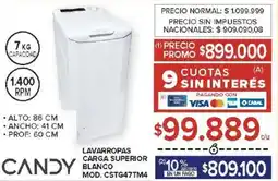 Carrefour Candy lavarropas carga superior blanco oferta