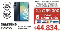 Carrefour Samsung galaxy celular libre A06 negro oferta