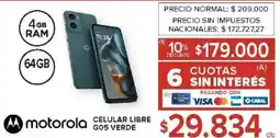 Carrefour Motorola celular libre G05 verde oferta