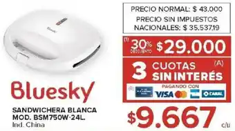 Carrefour Bluesky sandwichera blanca oferta